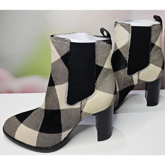 Lauren Ralph Lauren Women's Mylah Booties 11 Black / White Buffalo Check NWB - Picture 2 of 9